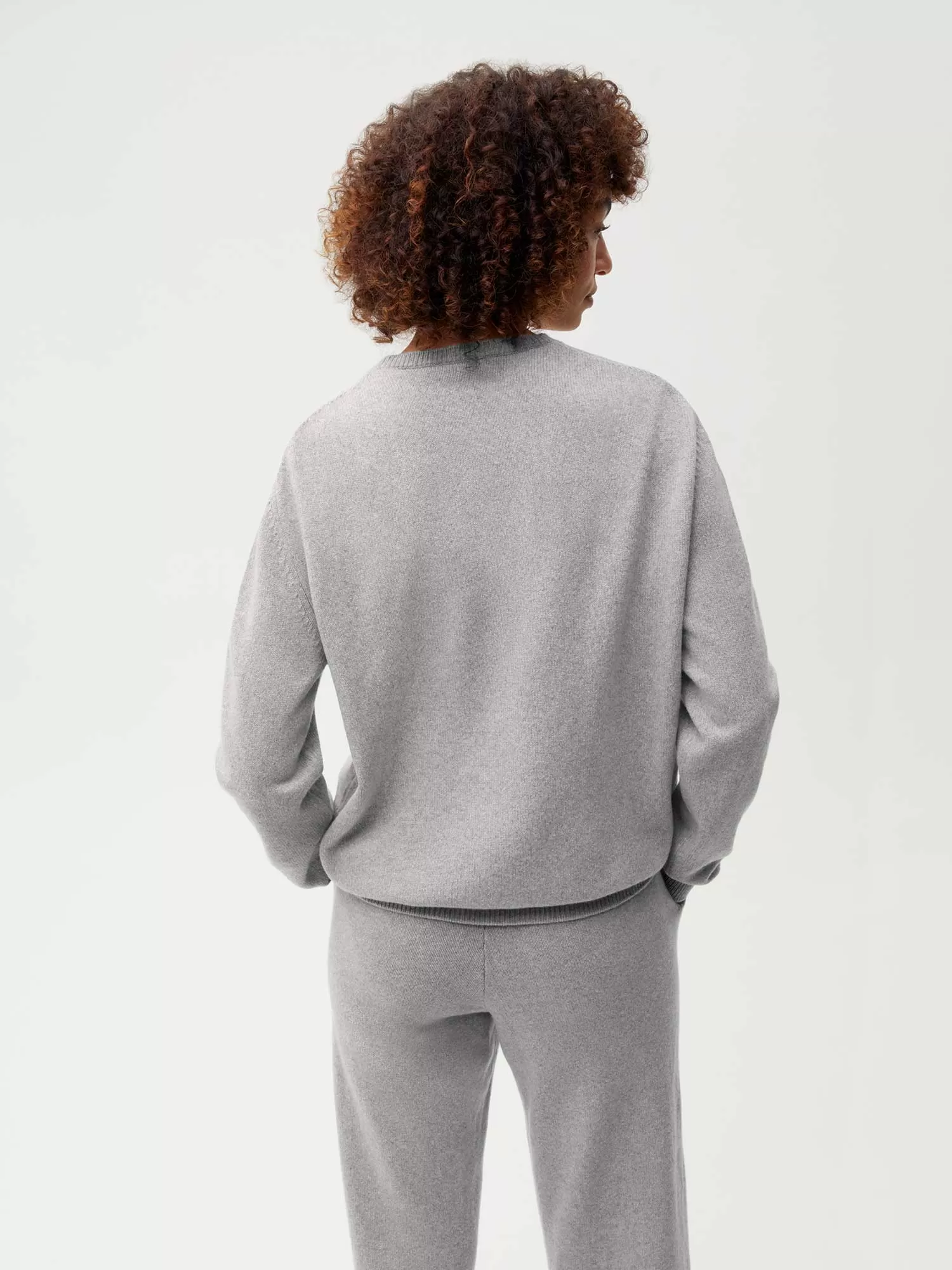 Recycled Cashmere Crewneck Sweatshirt—pale grey melange