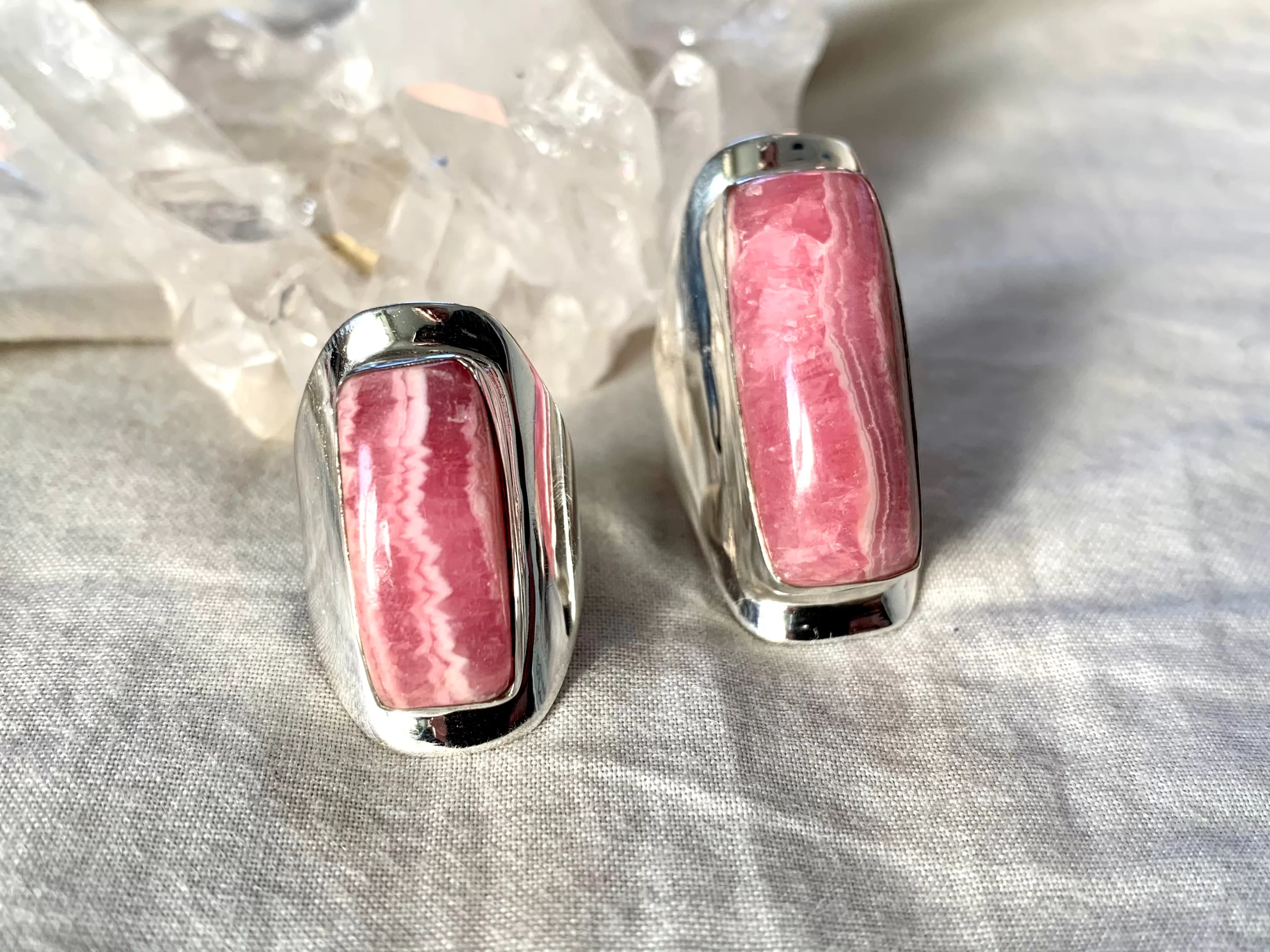 Rhodochrosite Medea Rings - Rectangle (US 7 & 7.5)