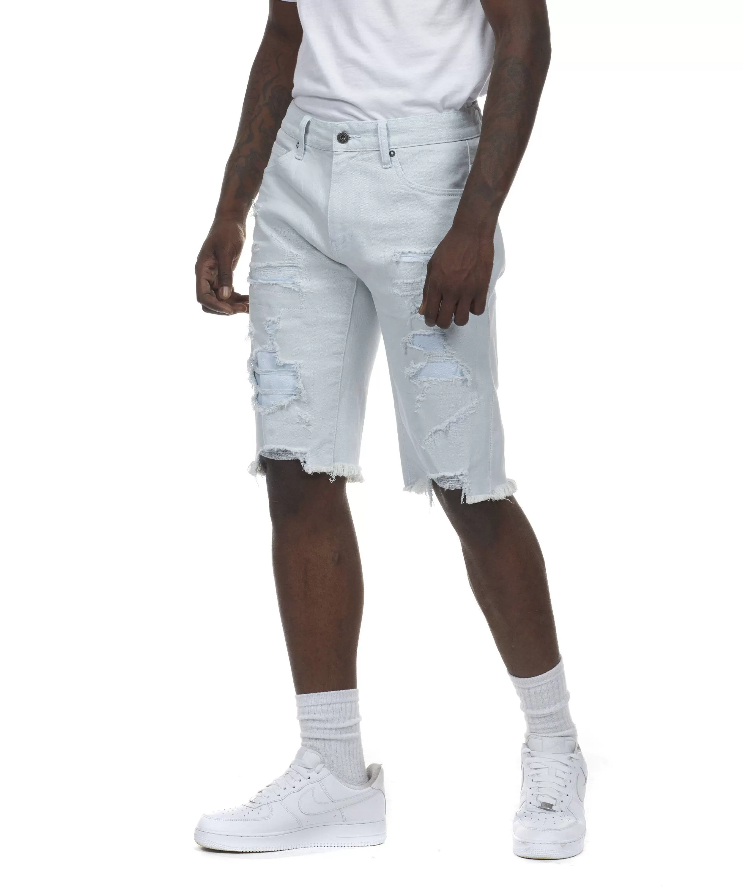 Rip & Repair Color Twill Shorts - Baby Blue