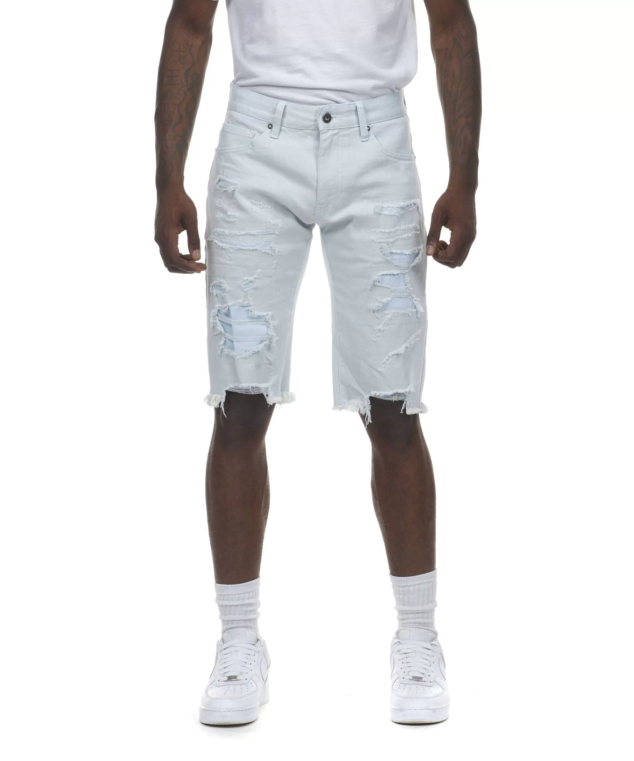 Rip & Repair Color Twill Shorts - Baby Blue