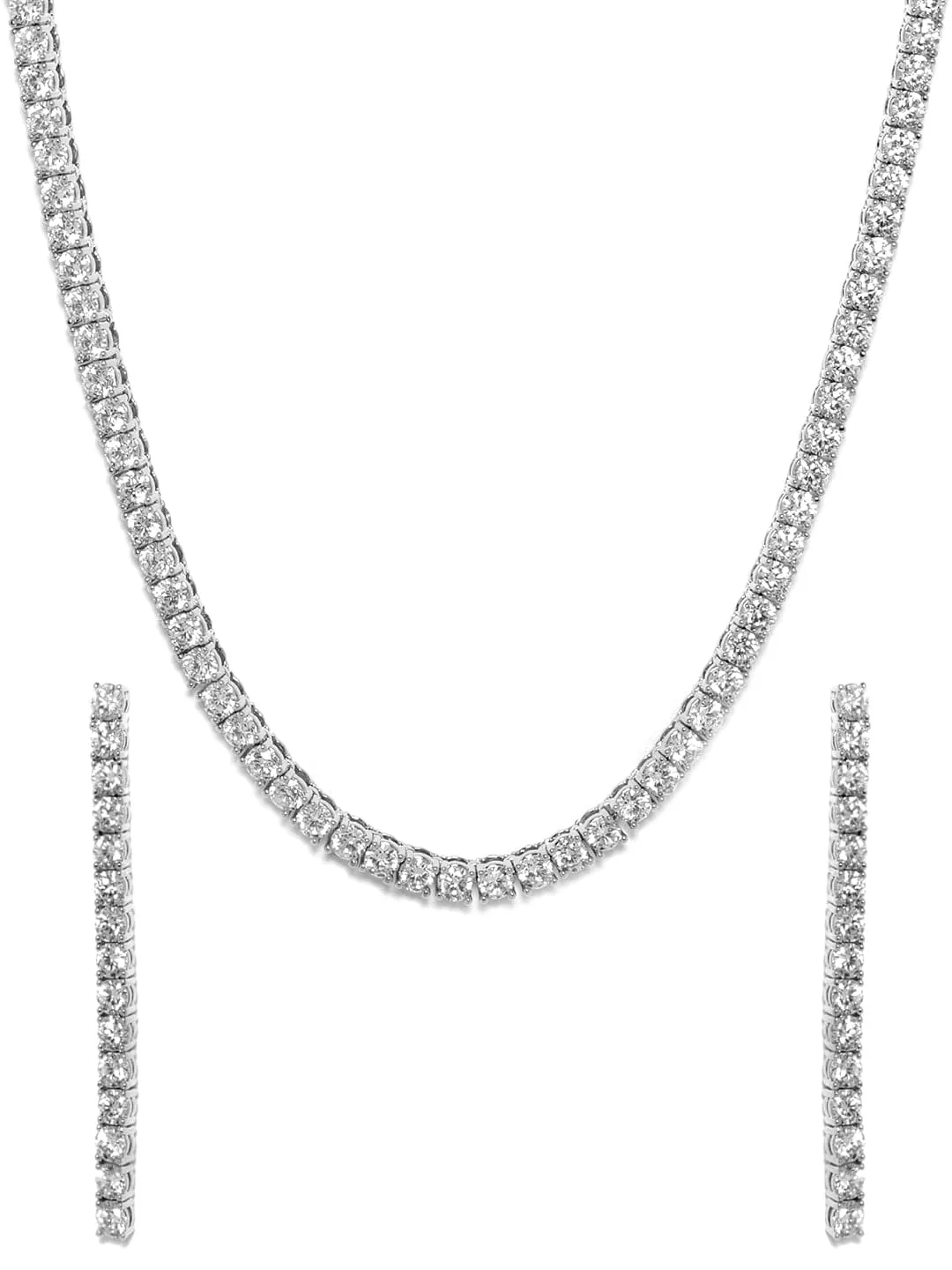 Rubans Rhodium plated brilliant cut diamond zirconia Luxury Tennis Necklace set