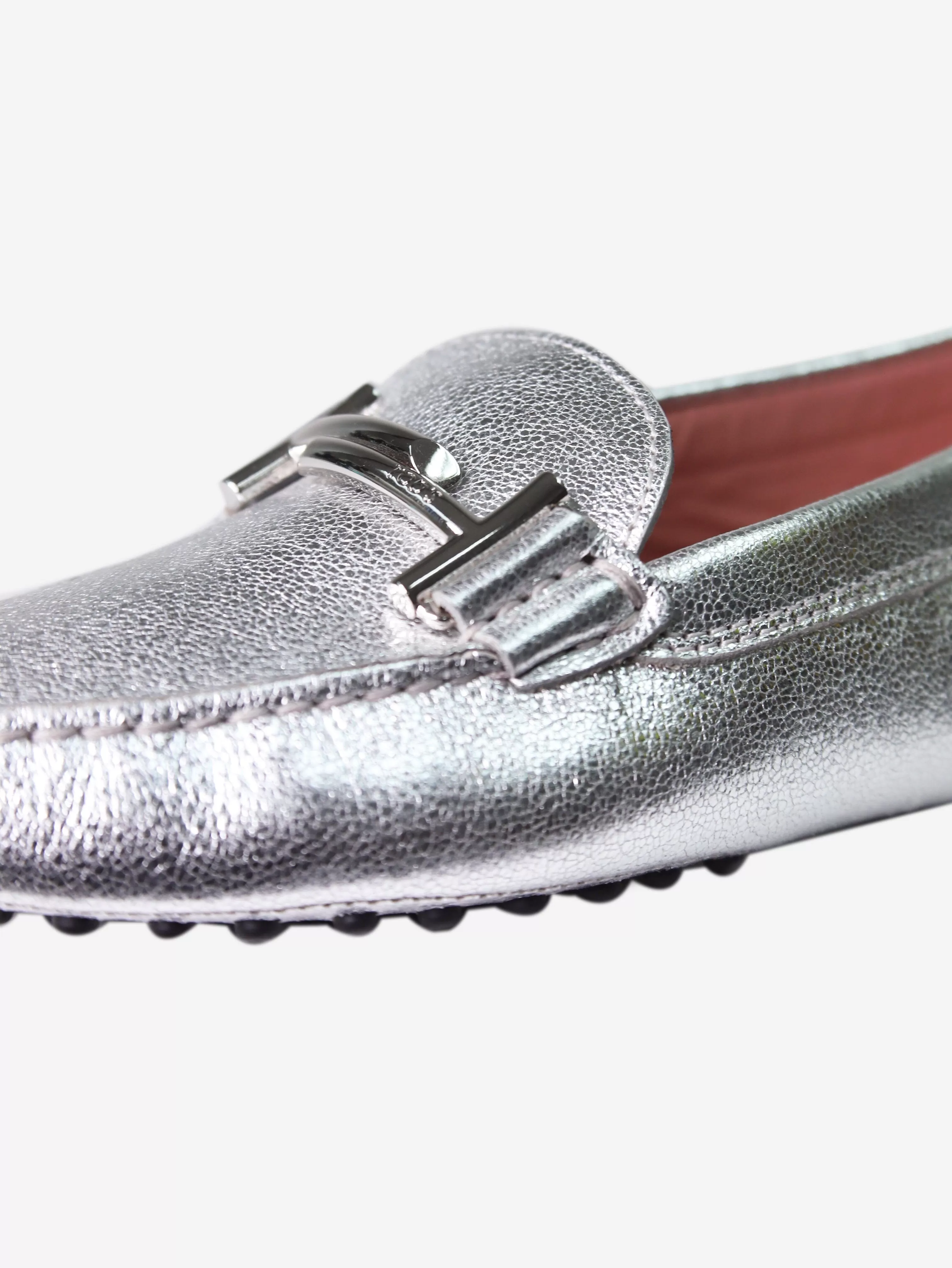 Silver flat loafers with branded hardware - size EU 37.5