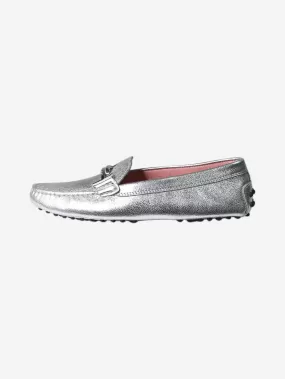 Silver flat loafers with branded hardware - size EU 37.5