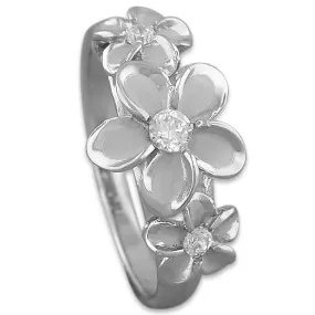 Sterling Silver Hawaiian Three Plumeria Ring