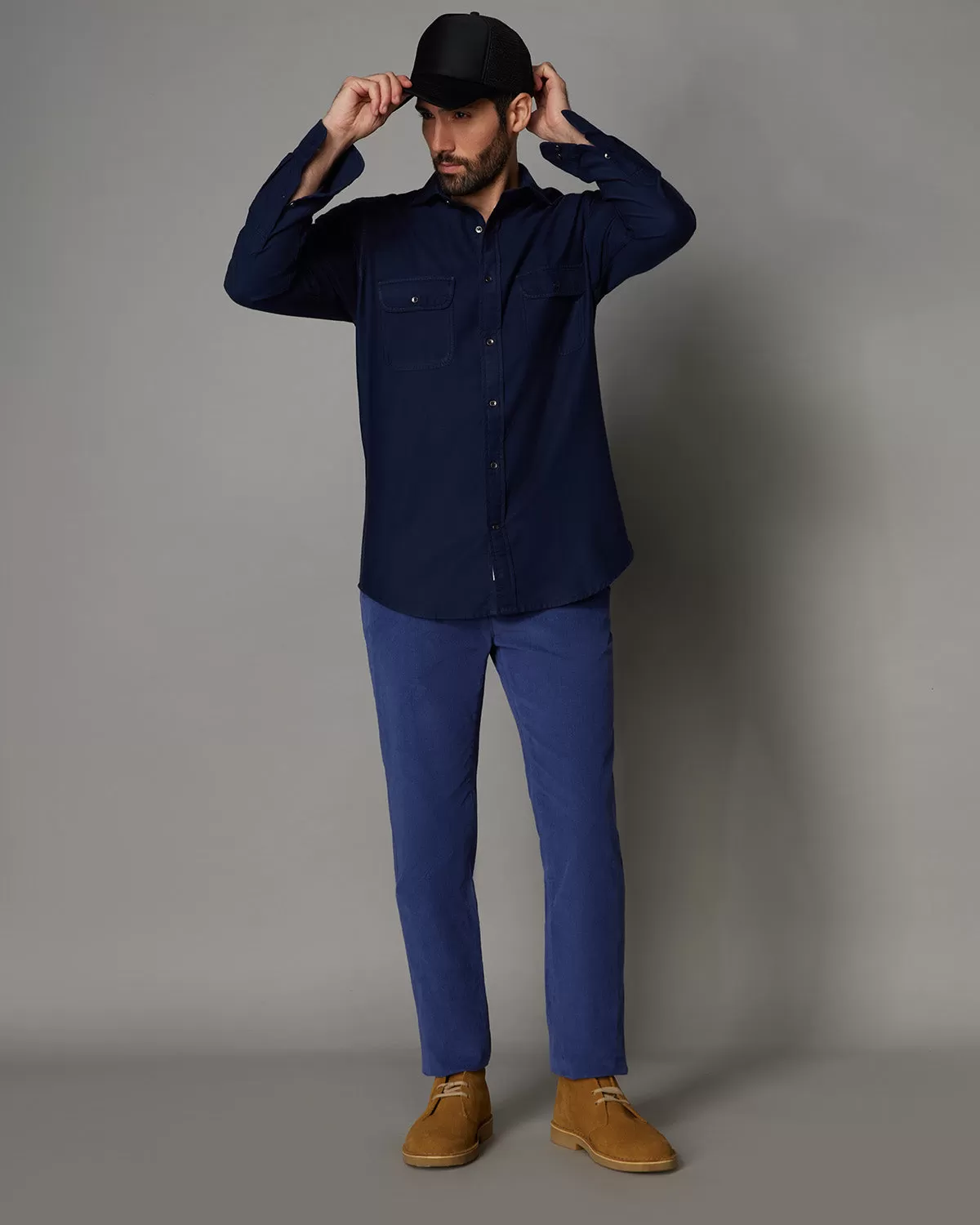 Stretch Corduroy Chinos - Blue