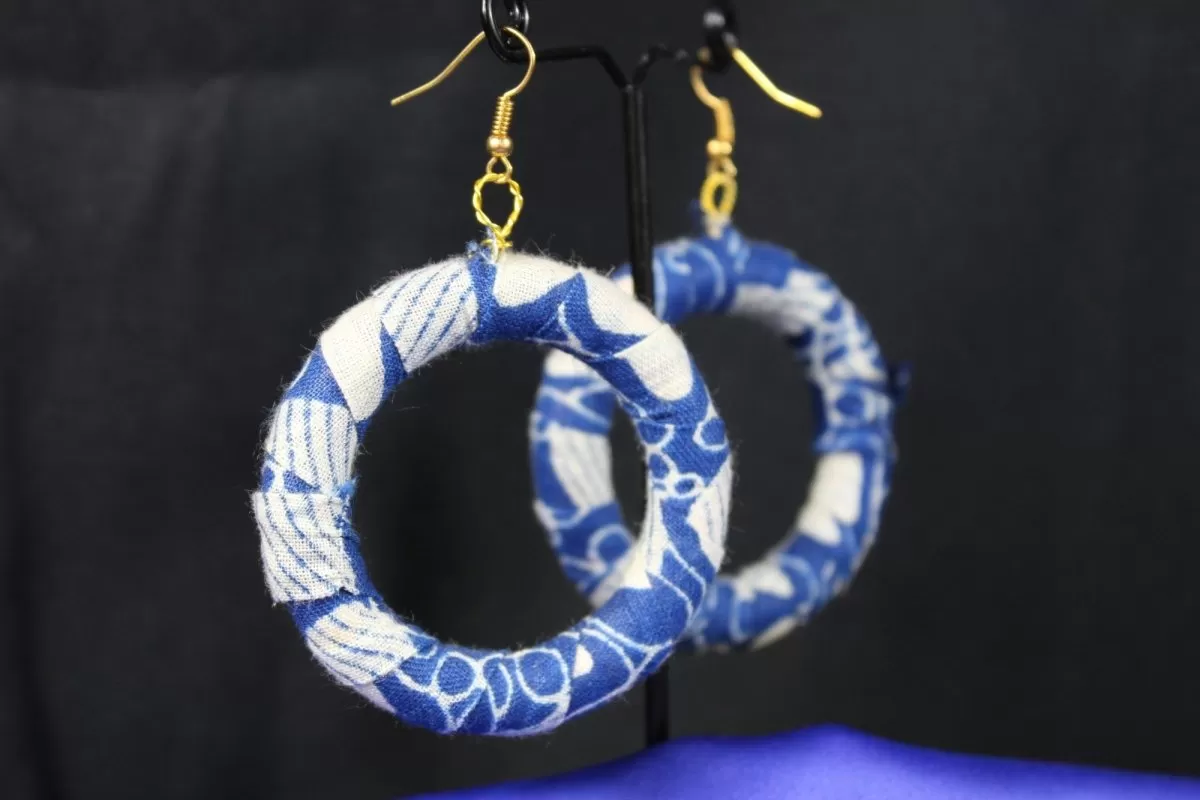 Subtle Blue African Print Earrings