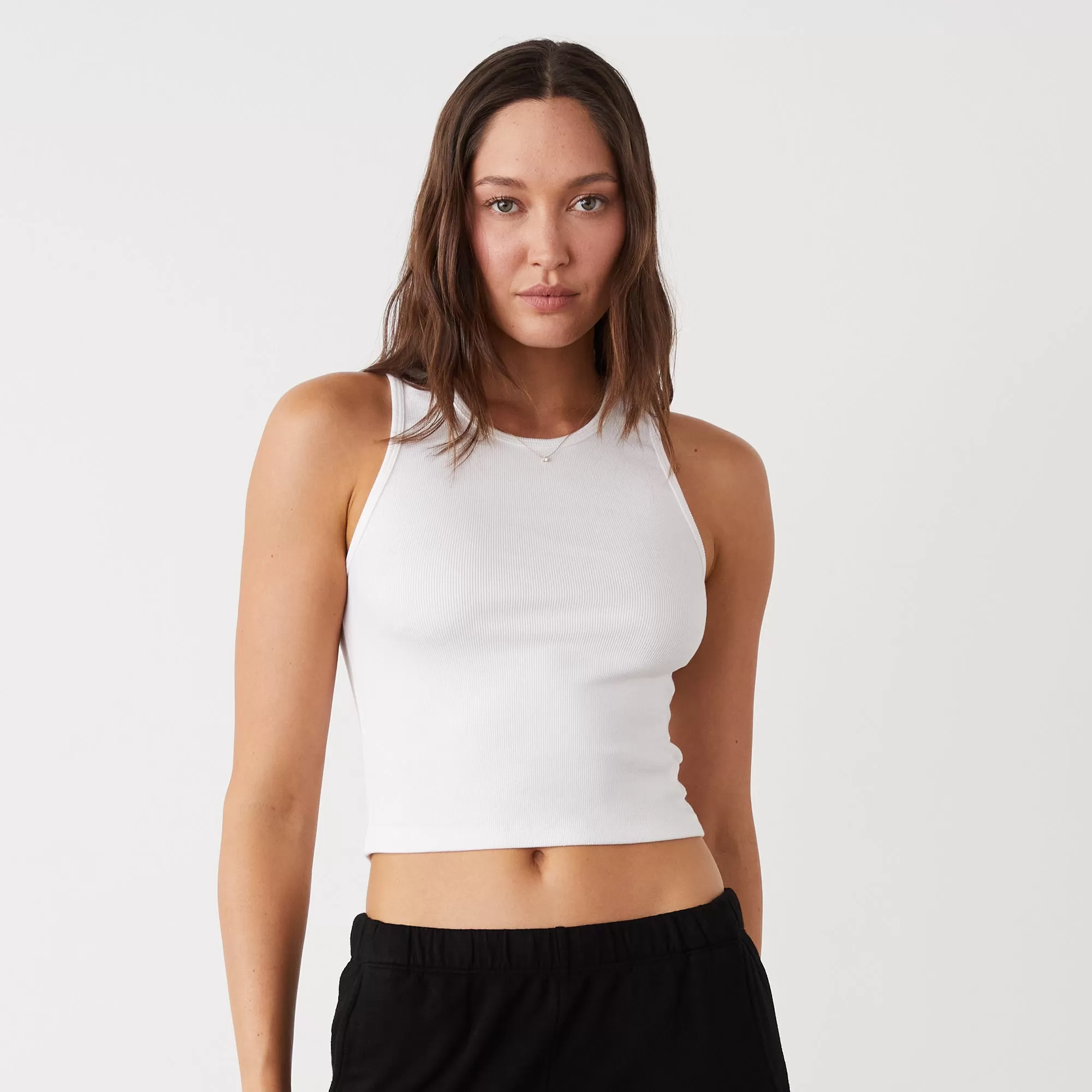 Supimaluxe Rib Crop High Neck Tank