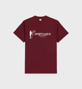 Tennis Club T-Shirt - Merlot/White