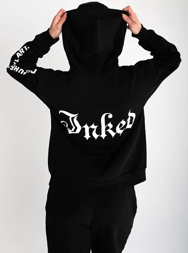 Unisex Inked Culture Style Art Hoodie - Black