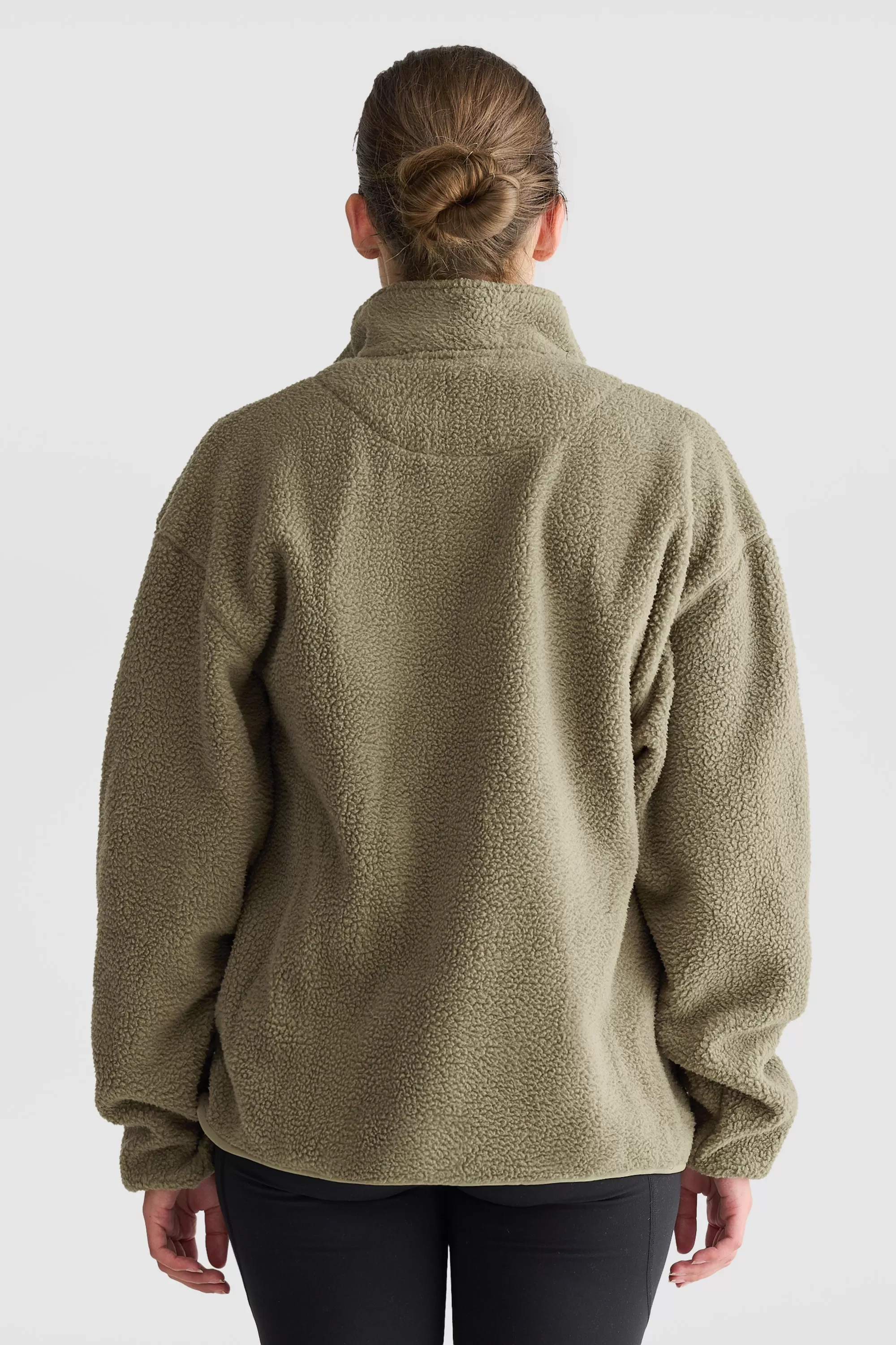 Unisex Sherpa Fleece Quarter Zip Moss