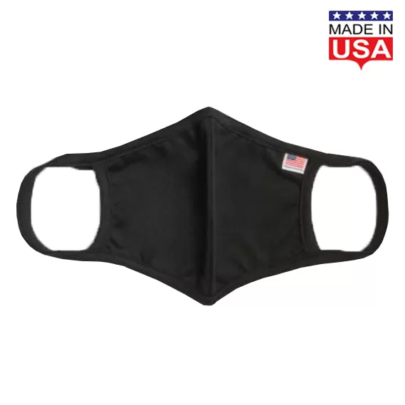 USA Flag Solid Face Mask Black