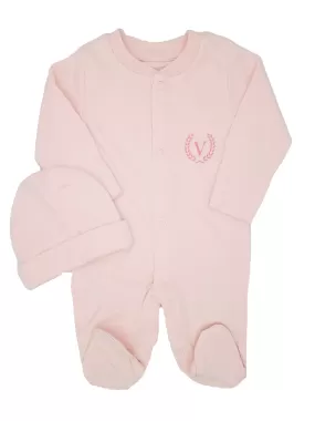 Visara Tiny Baby Sleepsuit & Hat Set - Pink