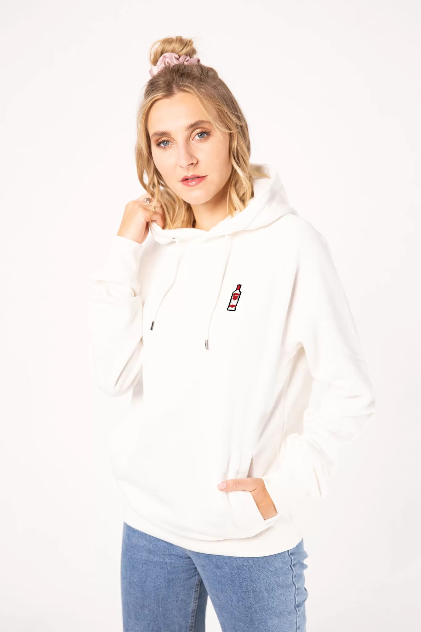 Vodka | Bestickter Bio-Baumwoll Frauen Hoodie