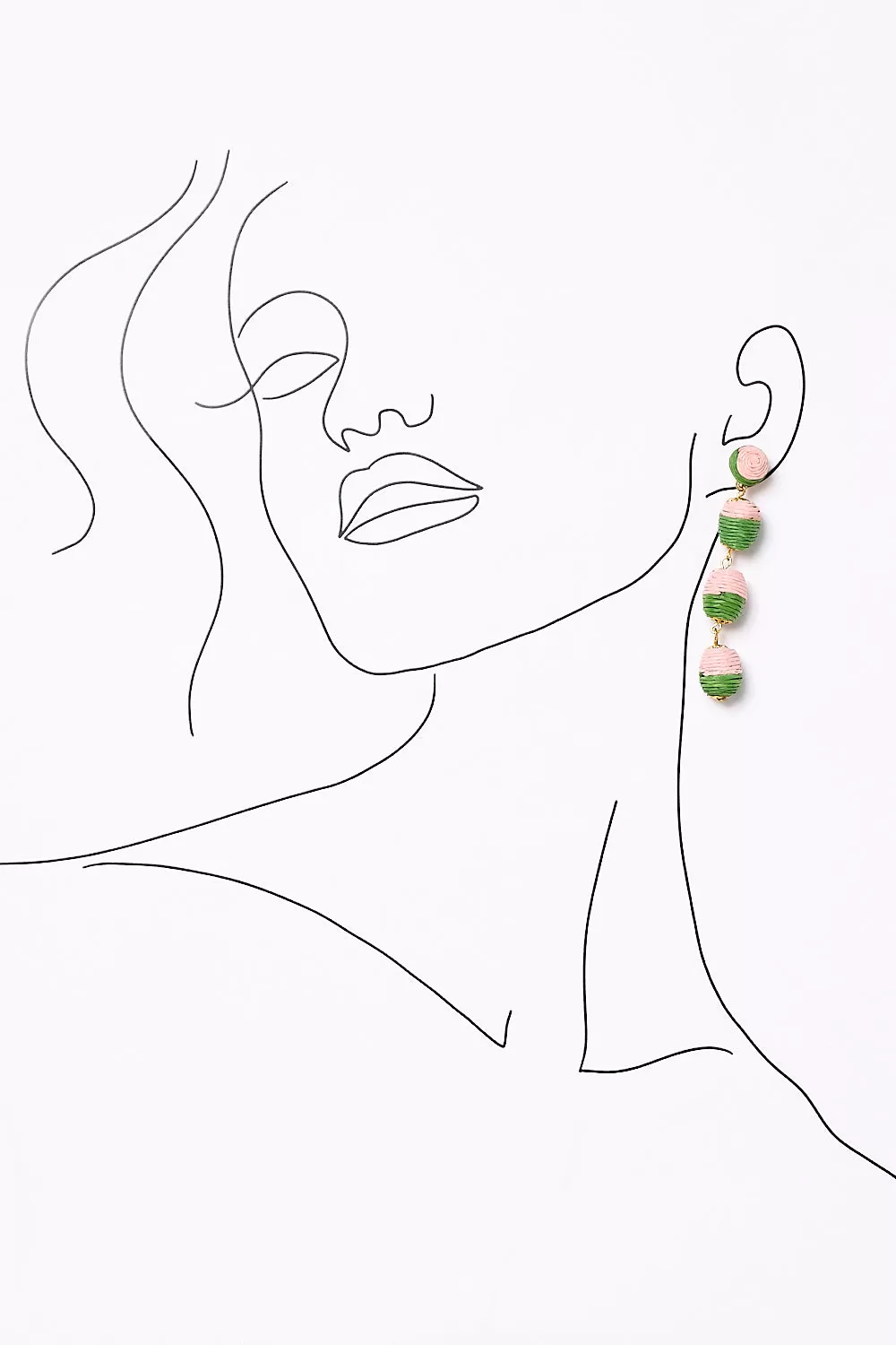 Woven Ball Drop Gradient Earrings in Pink and Green